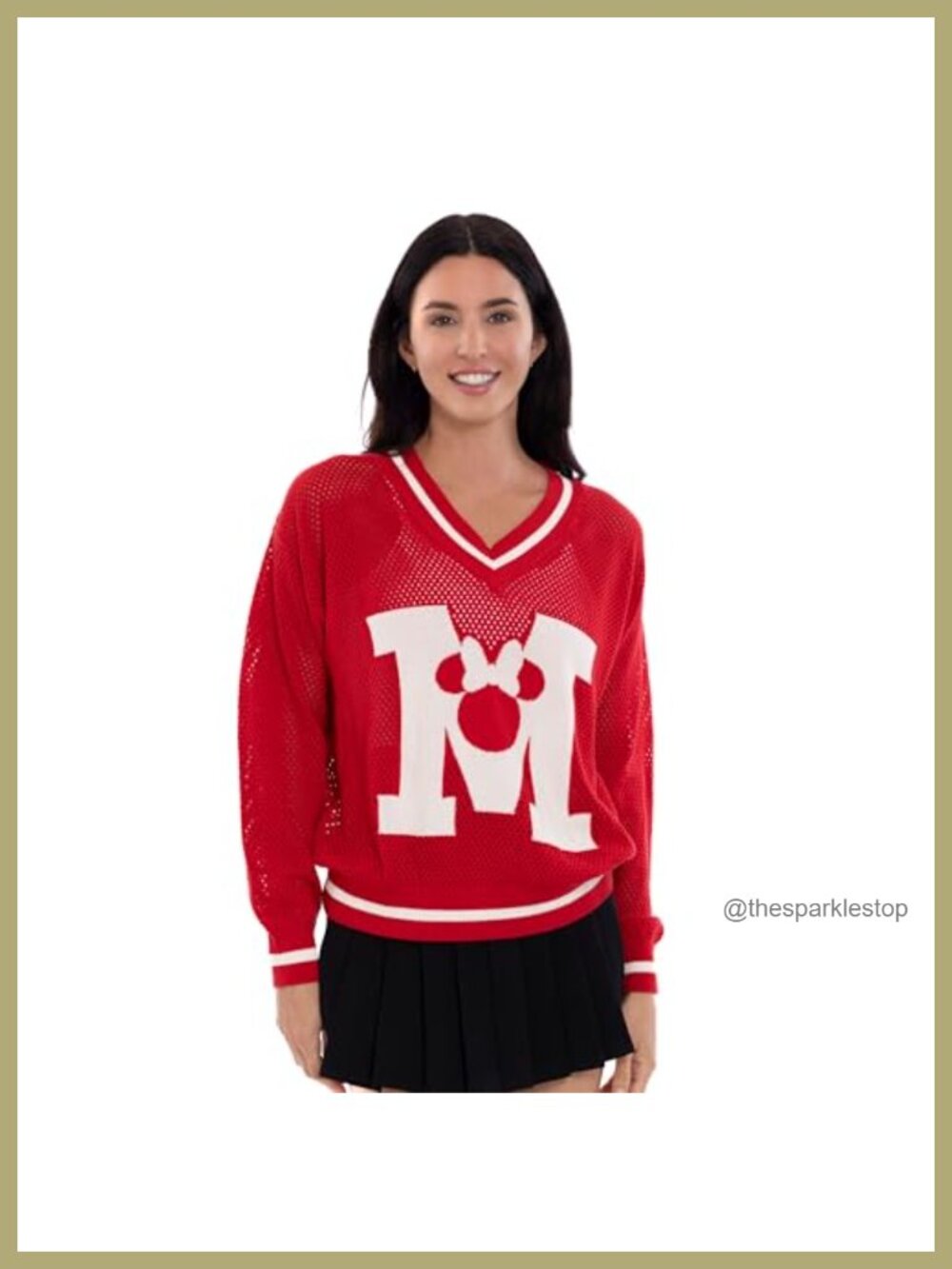 Disney Minnie Mouse V-Neck Pullover Sweater Acrylic Knit